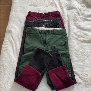 Crewcuts Size 10 Boys' Pants Bundle - Green, Burgundy, and Black